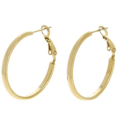 Orecchini cerchio - 30 mm - acciaio inossidabile 304L dorato x2