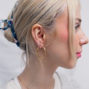 Orecchini cerchio - 30 mm - acciaio inossidabile 304L dorato x2