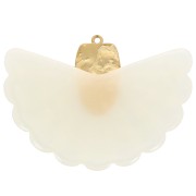 Pendente a ventaglio in resina e acciaio inossidabile 316L 28,5x40 mm - ecru marmorizzato x1