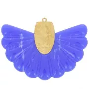 Pendente a ventaglio 28,5x40 mm in resina e acciaio inossidabile 316L - Royal Blue x1