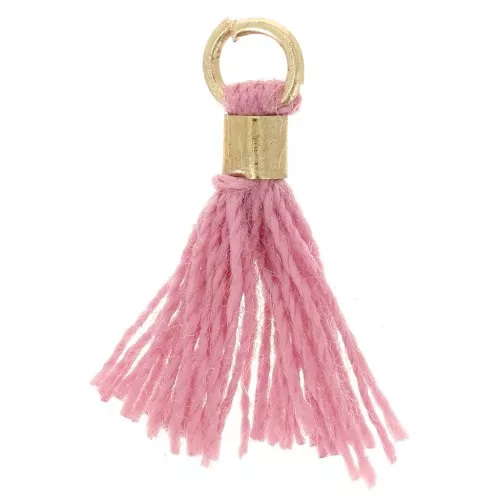 Pompon imitazione cotone da 12 mm con chiusura a perla - Oro - Rosa Vintage x1