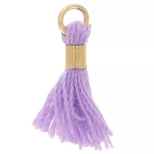 Pompon imitazione cotone da 12 mm con chiusura a perla - Oro - Lilla x1