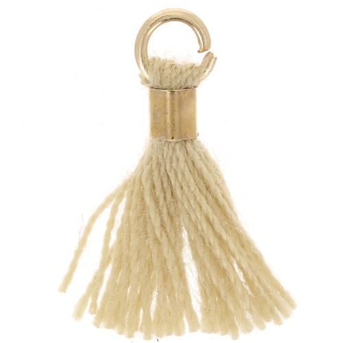 Pompon imitazione cotone da 12 mm con chiusura a perla - Oro - Beige x1