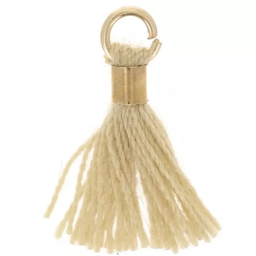 Pompon imitazione cotone da 12 mm con chiusura a perla - Oro - Beige x1