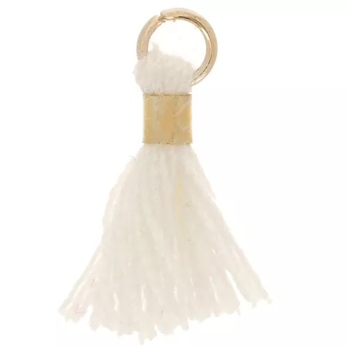 Pompon imitazione cotone da 12 mm con chiusura a perla - Oro - Crema x1