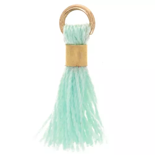 Pompon imitazione cotone da 12 mm con chiusura a perla - Oro - Menta x1