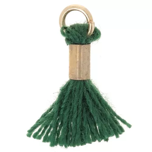 Pompon imitazione cotone da 12 mm con chiusura a perla - Oro - Verde abete x1