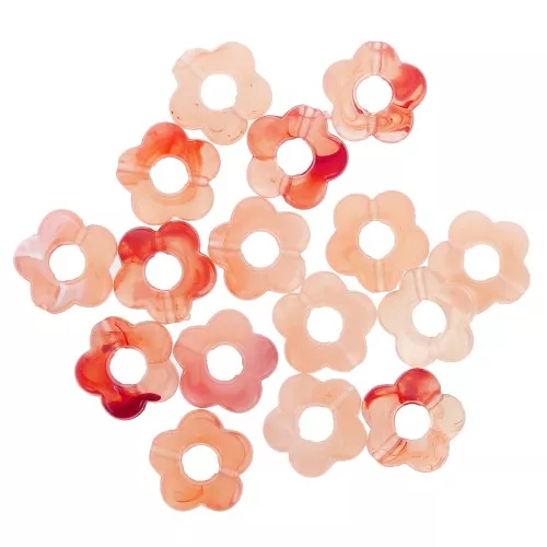 Perle di fiori in resina trasparente da 14 mm - marmo salmone x4