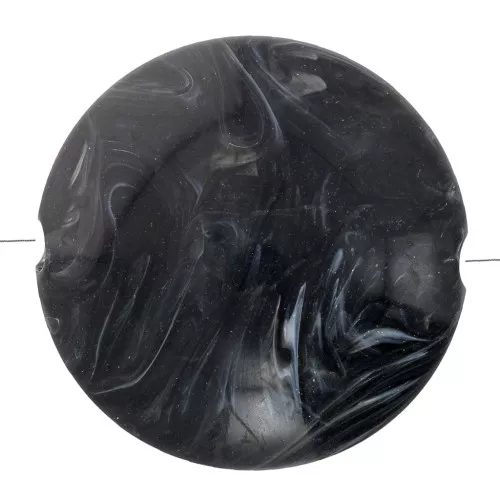 Perline tonde piatte in acrilico 22 mm Nero Marmorizzato x6