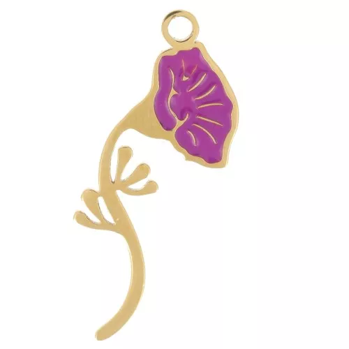 Pendente fiore di nascita 21x7mm Settembre-Ipomoea- Acciaio inox 316L dorato