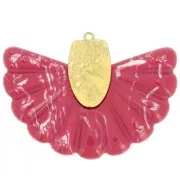 Pendente a ventaglio in resina e acciaio inossidabile 316L 28,5x40 mm - rosso marmorizzato x1