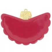 Pendente a ventaglio in resina e acciaio inossidabile 316L 28,5x40 mm - rosso marmorizzato x1