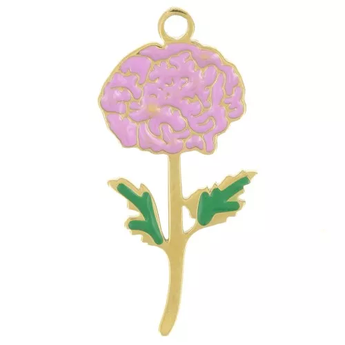 Pendente fiore di nascita 21x10mm Novembre-Crisantemo- Acciaio inox 316L dorato