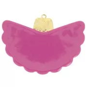 Pendente a ventaglio in resina e acciaio inossidabile 316L 28,5x40 mm Fuschia x1