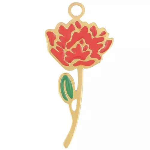 Pendente fiore di nascita 21.5x10mm Luglio Loto Acciaio inox 316L dorato