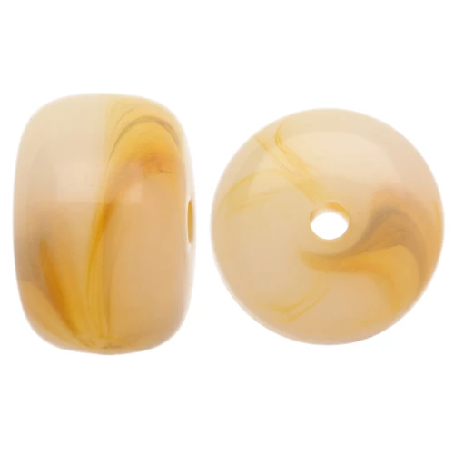Perline rotonde in resina traslucida 14,5x9,5 mm - Beige marmorizzato x20