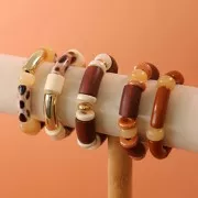 Perline rotonde in resina traslucida 14,5x9,5 mm - Beige marmorizzato x20