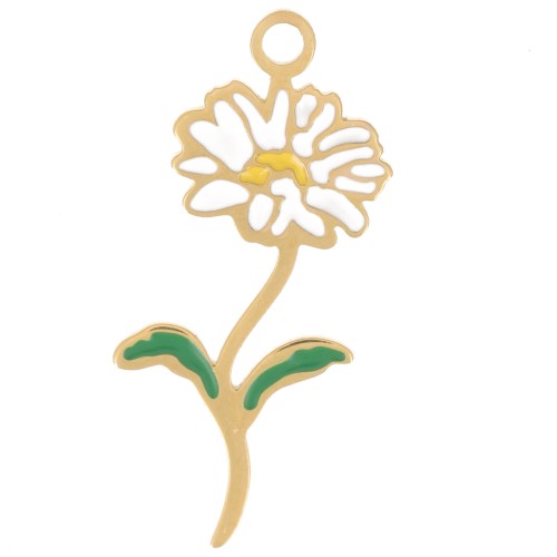 Pendente fiore di nascita 22x9mm Aprile Margherita Acciaio inox 316L dorato