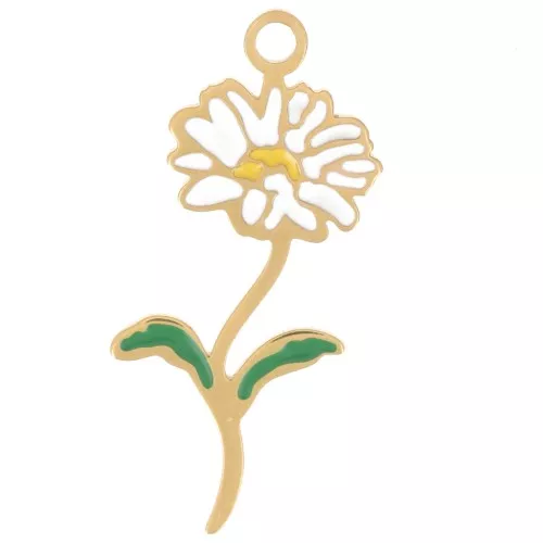 Pendente fiore di nascita 22x9mm Aprile Margherita Acciaio inox 316L dorato