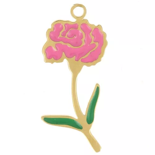 Pendente fiore di nascita 22x9,5 mm Gennaio - Acciaio inossidabile 316L dora
