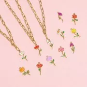 Pendente fiore di nascita 22x9,5 mm Gennaio - Acciaio inossidabile 316L dora