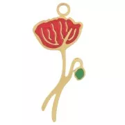Pendente fiore di nascita 22x9,5 mm - Agosto - Papavero - Acciaio inossidabile 304L Dorato