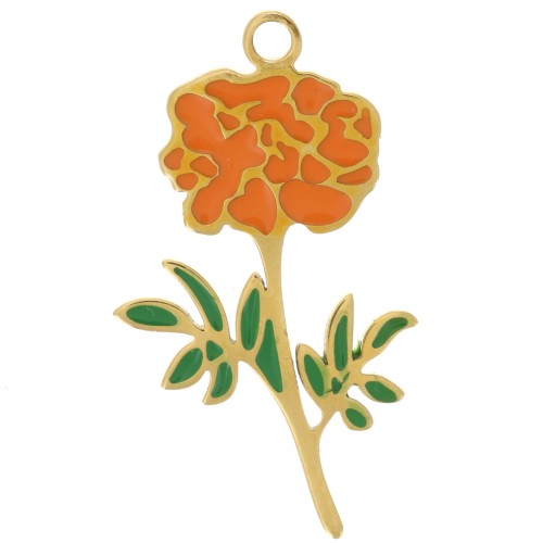 Pendente fiore di nascita 22x9,5 mm - Ottobre - Acciaio inossidabile 316L dorato