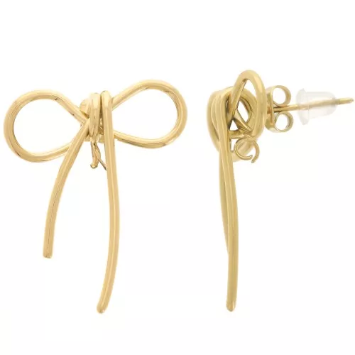 Orecchini perno 26x21 mm con anello aperto - Acciaio inossidabile 304L dorato x2