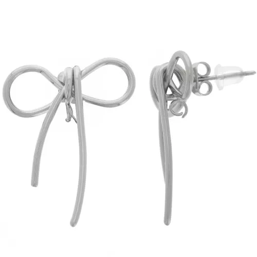 Orecchini nodo 26x21 mm con anello aperto - acciaio inox 304L x2