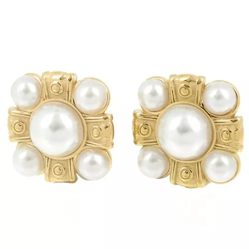 Orecchini quadrati 16,5x16,5 mm con cabochon madreperla Acciaio inox304L x2