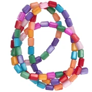 Perla a tubo in madreperla colorata 3,5x4,8 mm - Multicolore x 38 cm