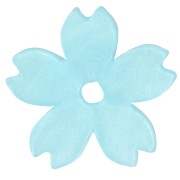 Perline acriliche piatte da 10,5 mm con fiori di ciliegio - Perla azzurra x10