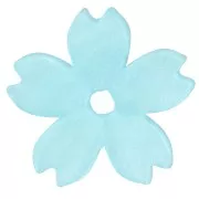 Perline acriliche piatte da 10,5 mm con fiori di ciliegio - Perla azzurra x10