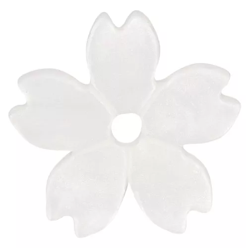 Perline acriliche piatte da 10,5 mm con fiori di ciliegio - Bianco perlato x10