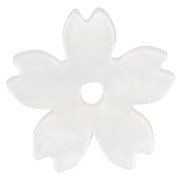 Perline acriliche piatte da 10,5 mm con fiori di ciliegio - Bianco perlato x10