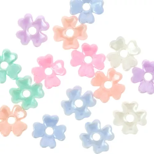 Perle di fiori in resina da 6 mm - Pastello perlato x20