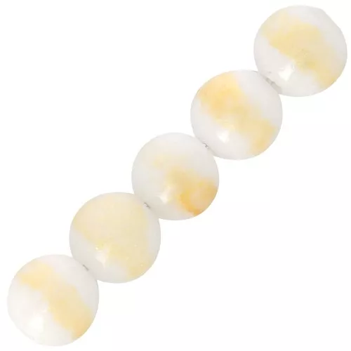 Perline rotonde 6 mm - Giada colorata - Bianco - Brillantini dorati x10