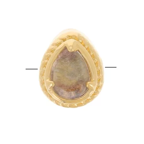 Perla a goccia 6x4 mm con vetro colorato - placcata oro 3 micron - Grigio x1