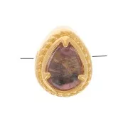 Perlina goccia 6x4mm con vetro colorato crimpato placcata oro 3 micron