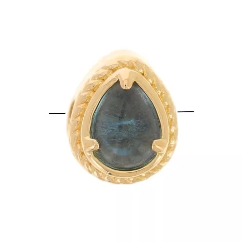 Perlina goccia 6x4 mm con vetro colorato arricciato -placcata oro 3 micron Bleu x1