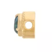 Perlina goccia 6x4 mm con vetro colorato arricciato -placcata oro 3 micron Bleu x1