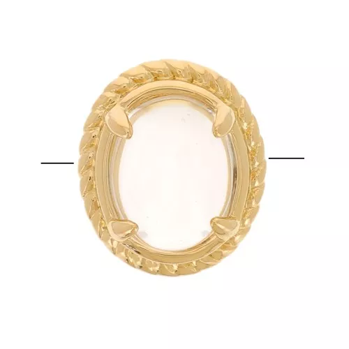 Perla ovale 6x4 mm con vetro colorato - Placcato oro 3 micron - Cristallo