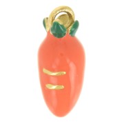 Ciondolo a forma di carota 13,5x5,5 mm Resina epossidica - Acciaio inossidabile 316 - Dorato - Arancione