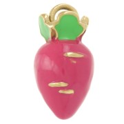 Ciondolo a forma di ravanello 18x9 mm - Resina epossidica - Acciaio inossidabile 316L - Oro - Rosa scuro|raw }}