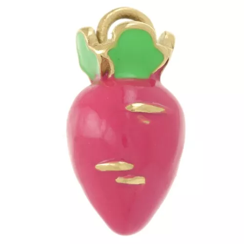 Ciondolo a forma di ravanello 18x9 mm - Resina epossidica - Acciaio inossidabile 316L - Oro - Rosa scuro