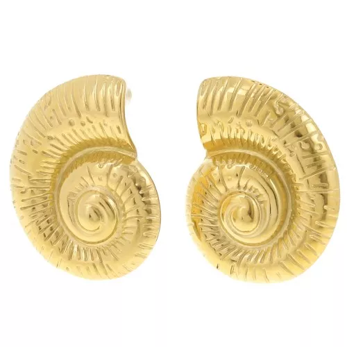 Orecchini a conchiglia 27x22 mm - Acciaio inossidabile 304L dorato x2