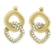 Orecchini rombo 29x19 mm con perle di finta madreperla Acciaio inox 304L dorato x2