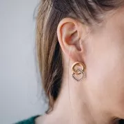 Orecchini rombo 29x19 mm con perle di finta madreperla Acciaio inox 304L dorato x2