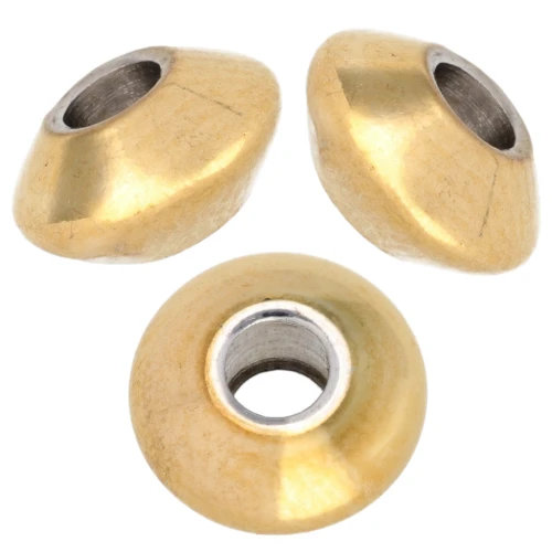 Perline appiattite 6x3 mm - acciaio inossidabile 304L dorato x10