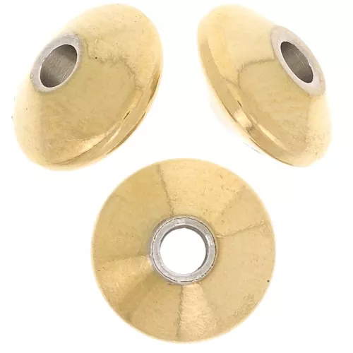 Perline piatte 8x4 mm - Acciaio inossidabile 304L dorato x10